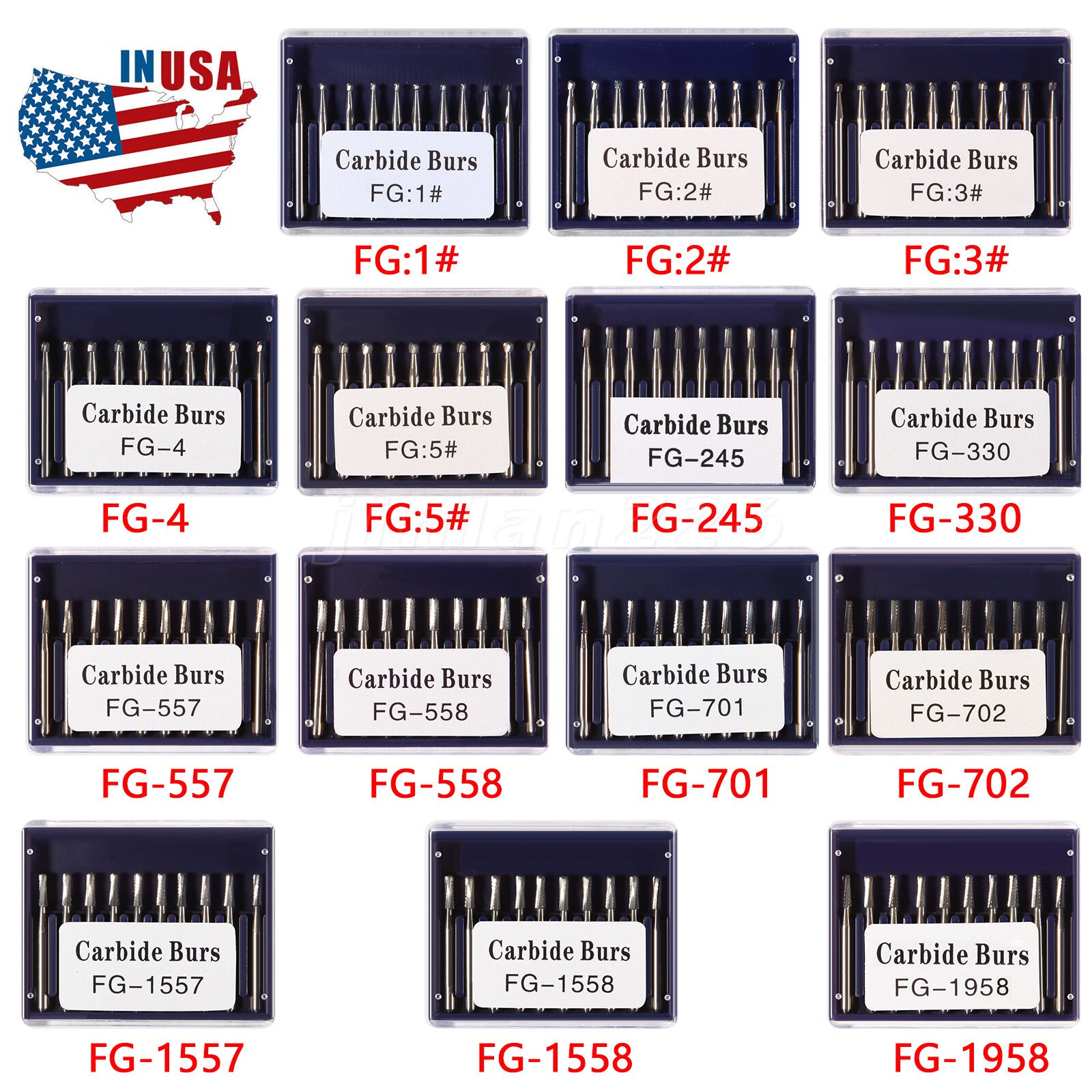 10pcs Dental Trimming Finishing Carbide Burs FG # Friction Grip Fit High Speed