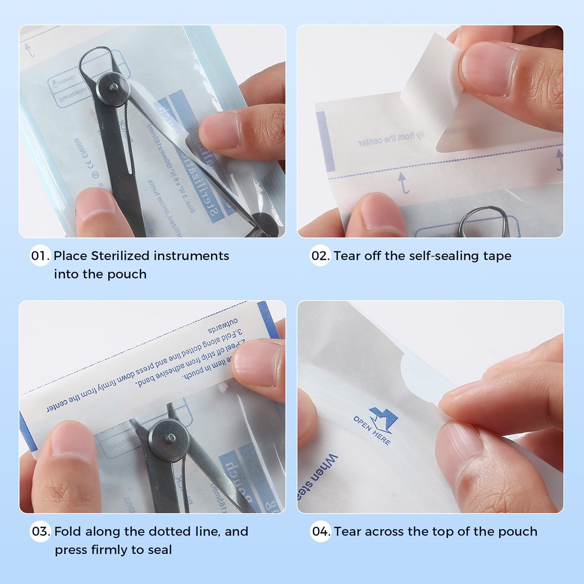Medical Dental Self Sterilization Pouches Autoclave Sterilizer Bags Tattoo Nail