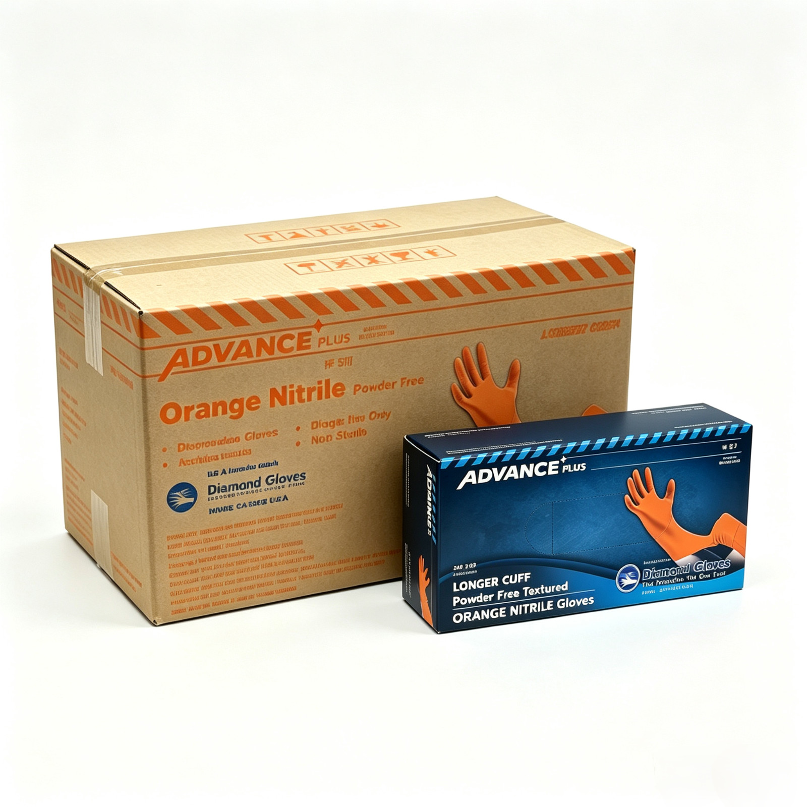 1000PCS Orange Nitrile Gloves 11″ Long Cuff 6Mil Latex & Powder Free S/M/L/XL