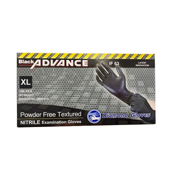 Advance Black Nitrile Exam Gloves IF63 Thick 6 Mil Black Gloves 1000 Pcs New