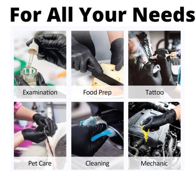 First Glove 6 Mils Black Nitrile Gloves Latex & Powder Free Heavy Duty Gloves