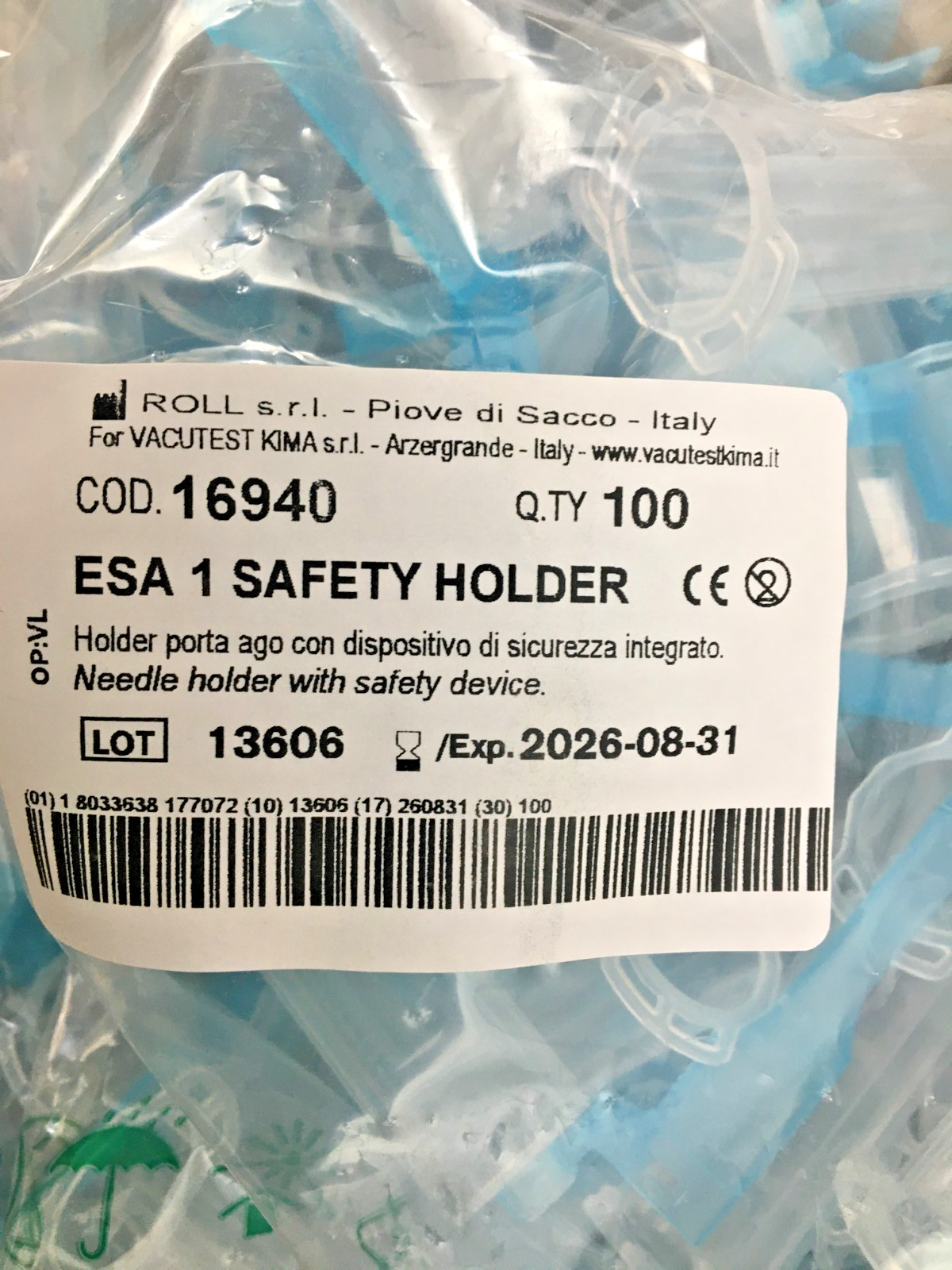Globe Scientific 1204 Universal Fit Needle Holder with Safety Shield, box of 100