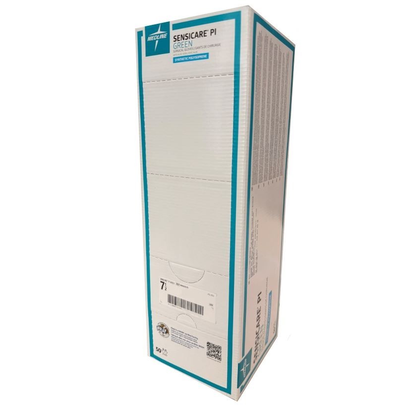 *50-Pairs* Medline SensiCare PI Surgical Gloves Size-7.5 Sterile Green MSG9275