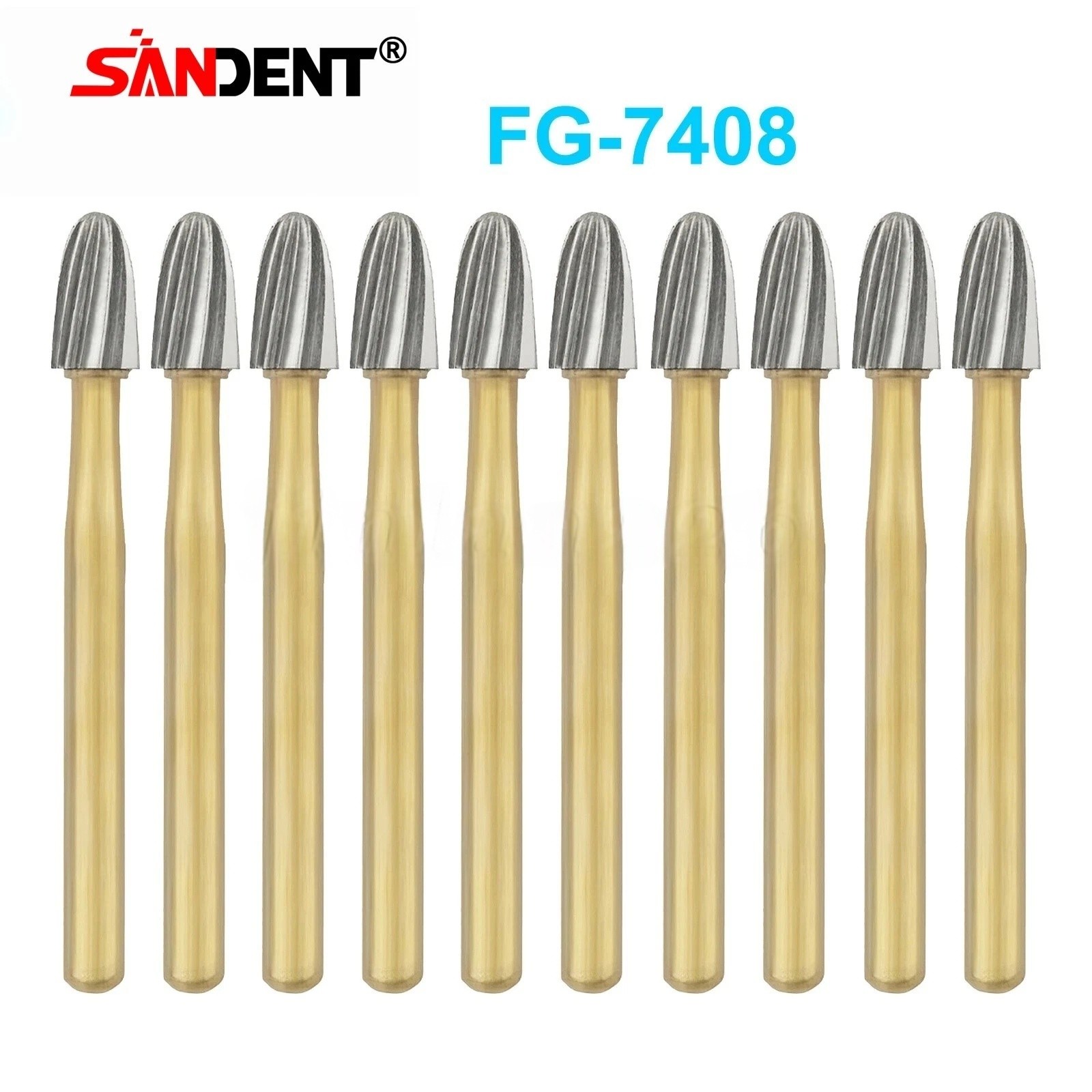 NEW Dental Trimming & Finishing Football Carbide Burs #7408 T&F 12 Bladed 10Pcs