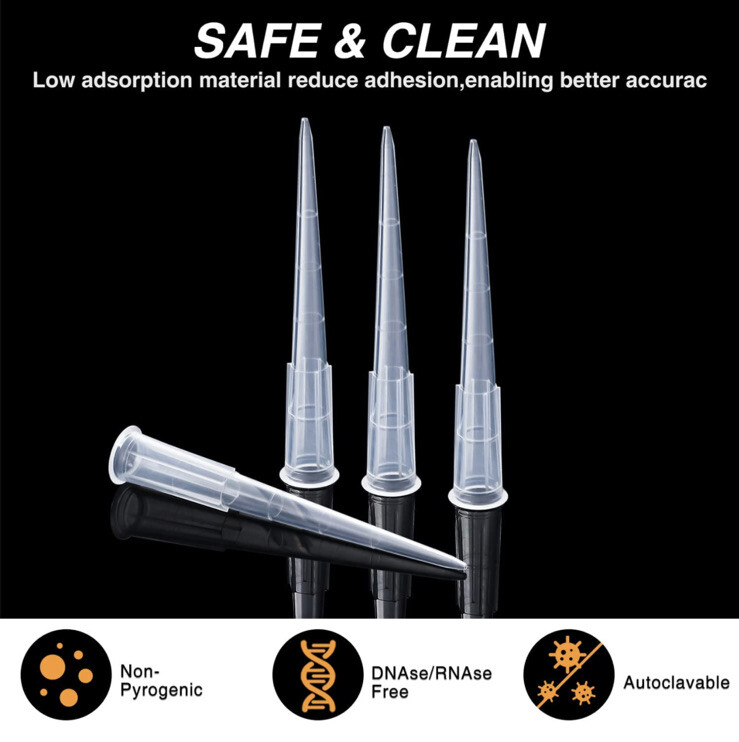 200 Clear Micro Pipette Tips 2-200 uL, thinner tip PLASTIC Fast Ship!