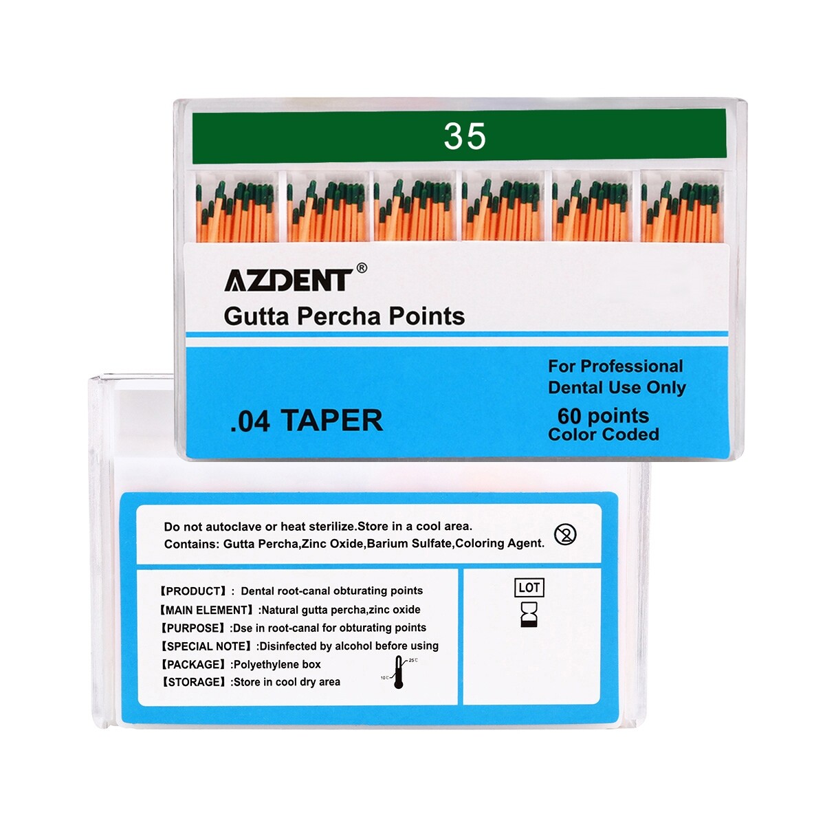 AZDENT Dental Gutta Percha Points &Absorbent Paper Points Taper Coded Endodontic