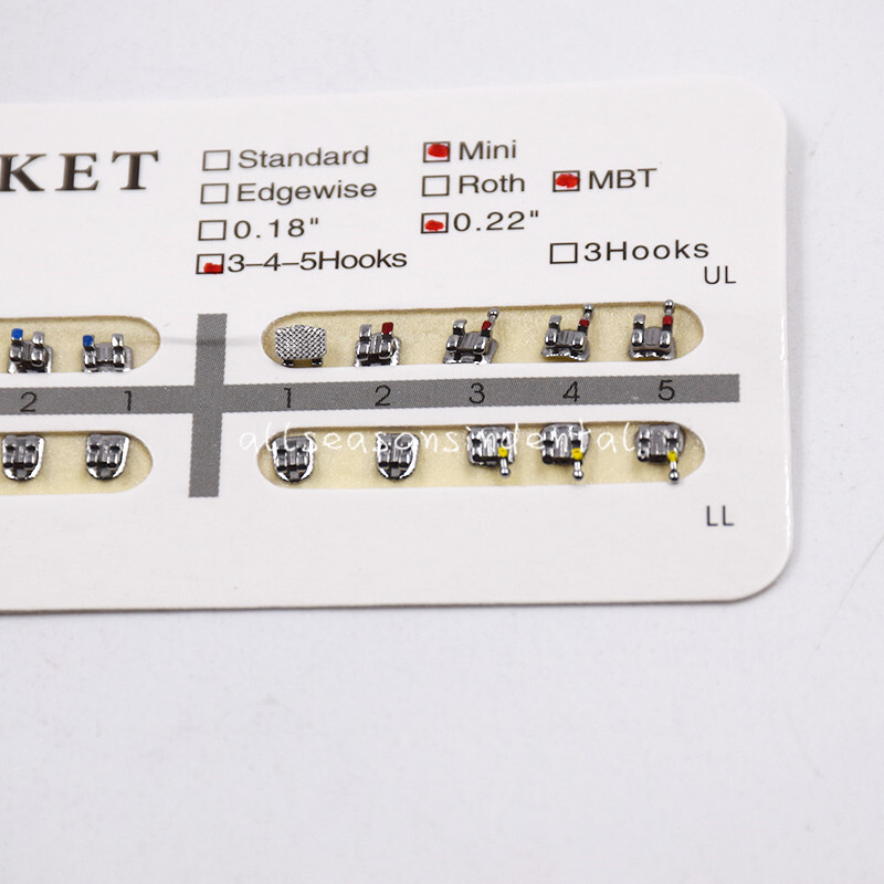 1 Bag Dental Orthodontic Metal Brackets Braces Mini Slot.018/022 No/3 /345 Hooks