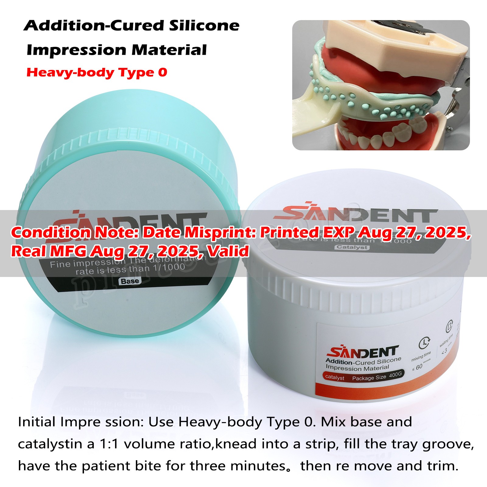 10 Sets Dental Putty PVS VPS Impression Material Base Normal Set 2 x 400g