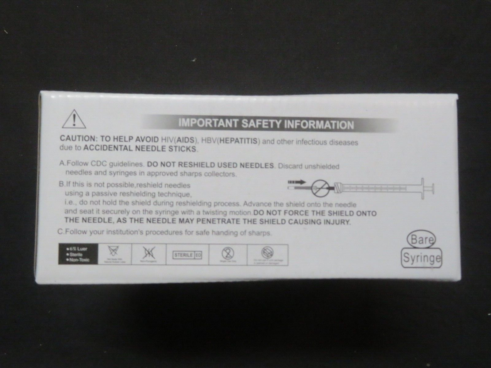 100-Count Lot DPS Bare Hypodermic Syringe Low Dead Space3 Luer Lock 1 ml