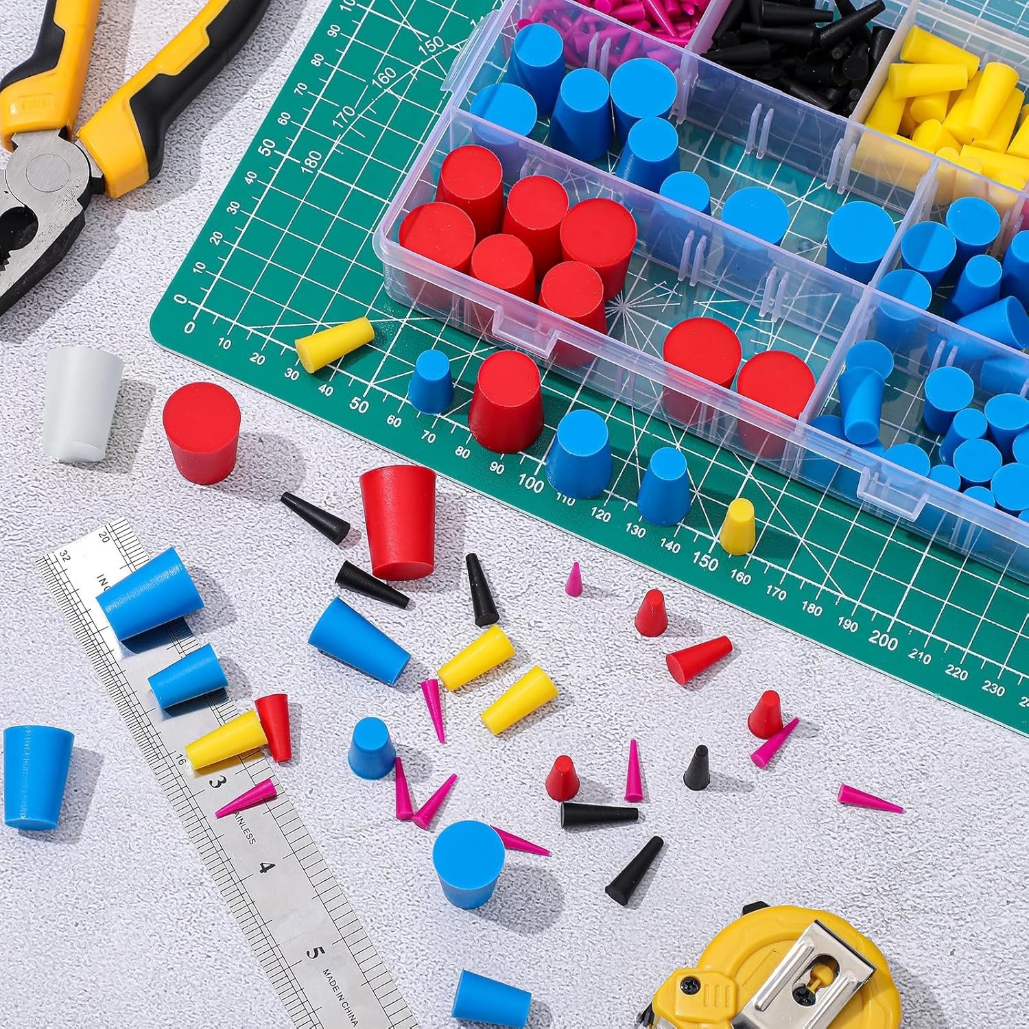 Multicolor Silicone Tapered Plugs – 350 Pcs for Coating and Painting Tasks