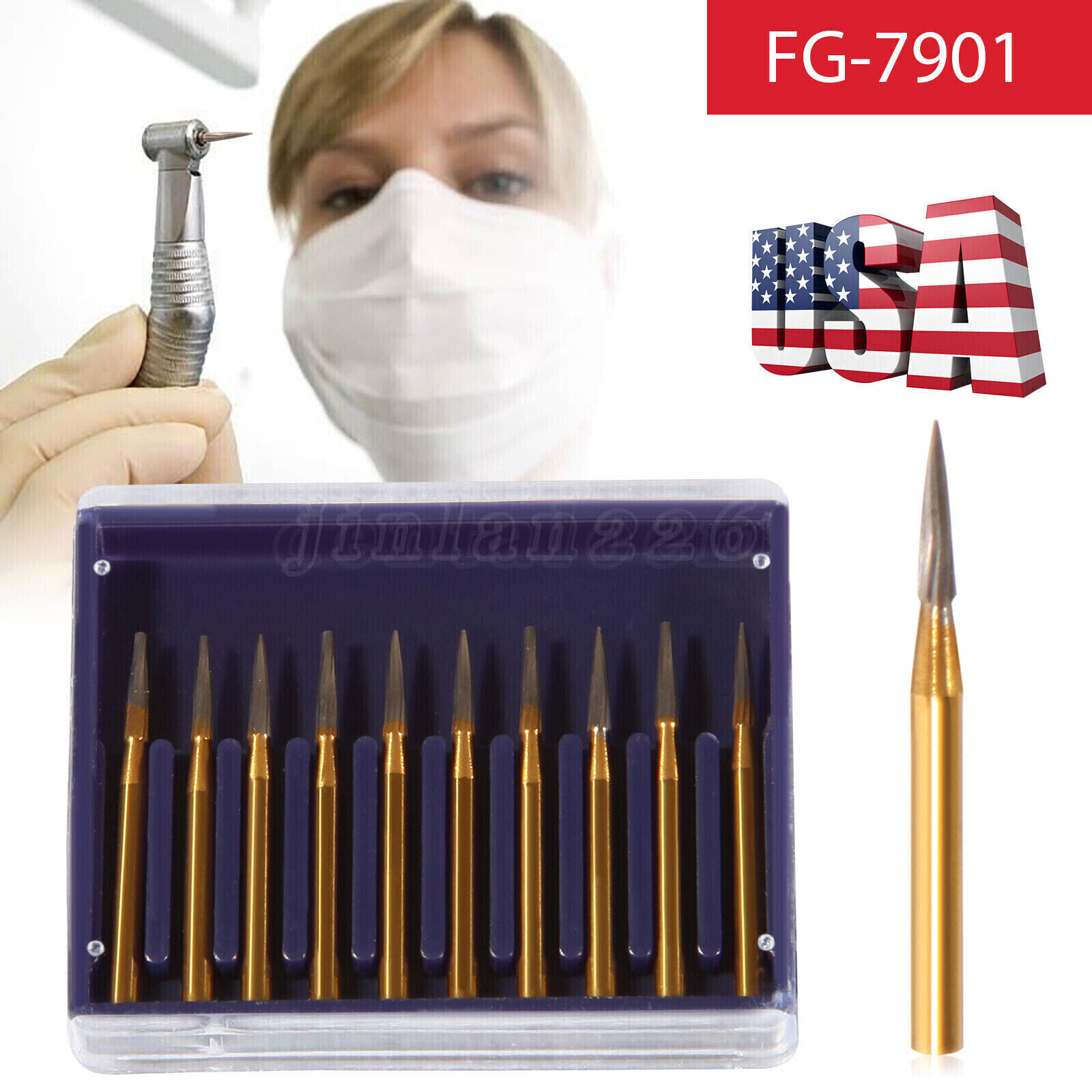 TRIMMING & FINISH DENTAL CARBIDE BURS 12 BLADES FF 7901 NEEDLE 10/PK