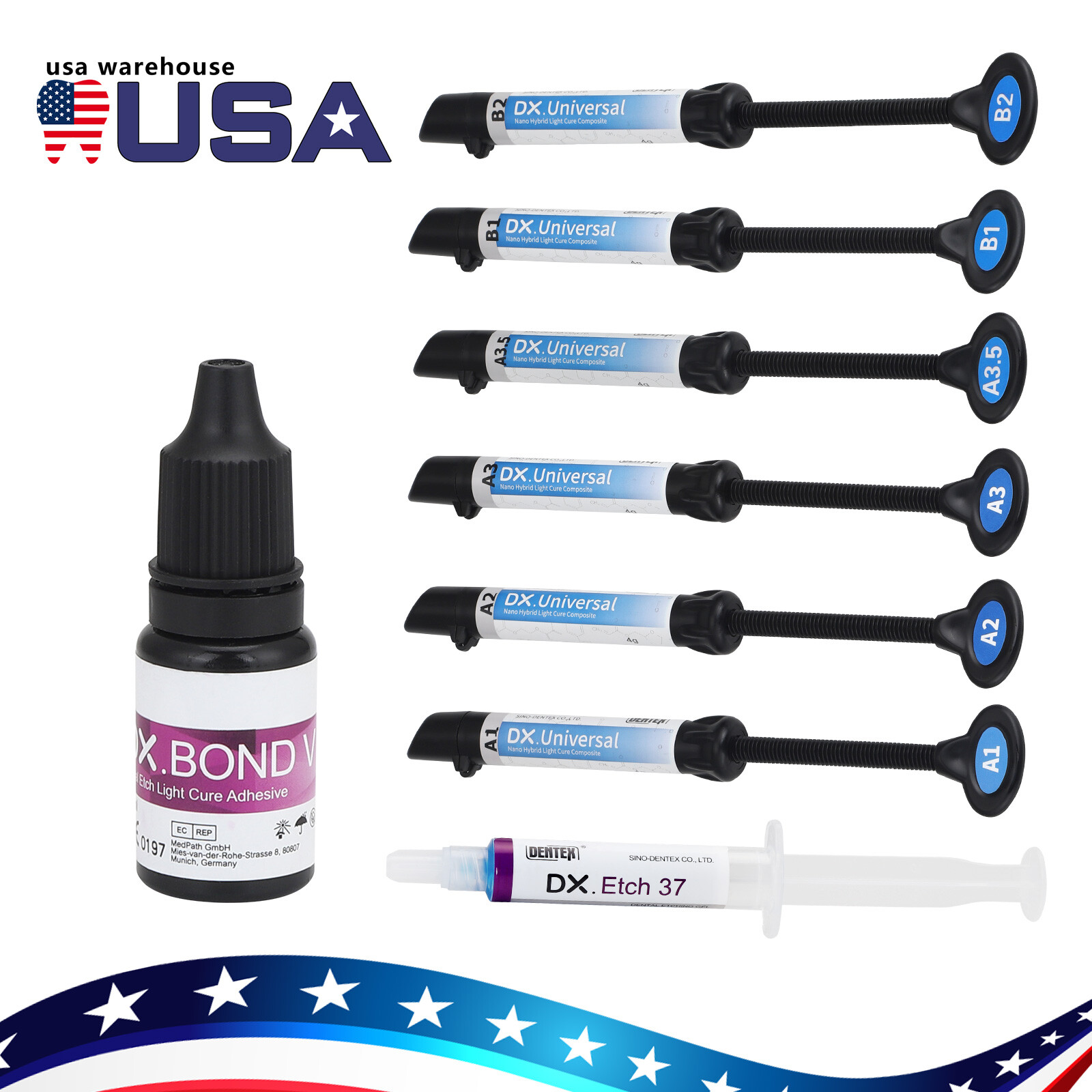 Dental Composite Resin Light Cure Bonding Agent Acid Etching Gel A1 – A3.5 B1