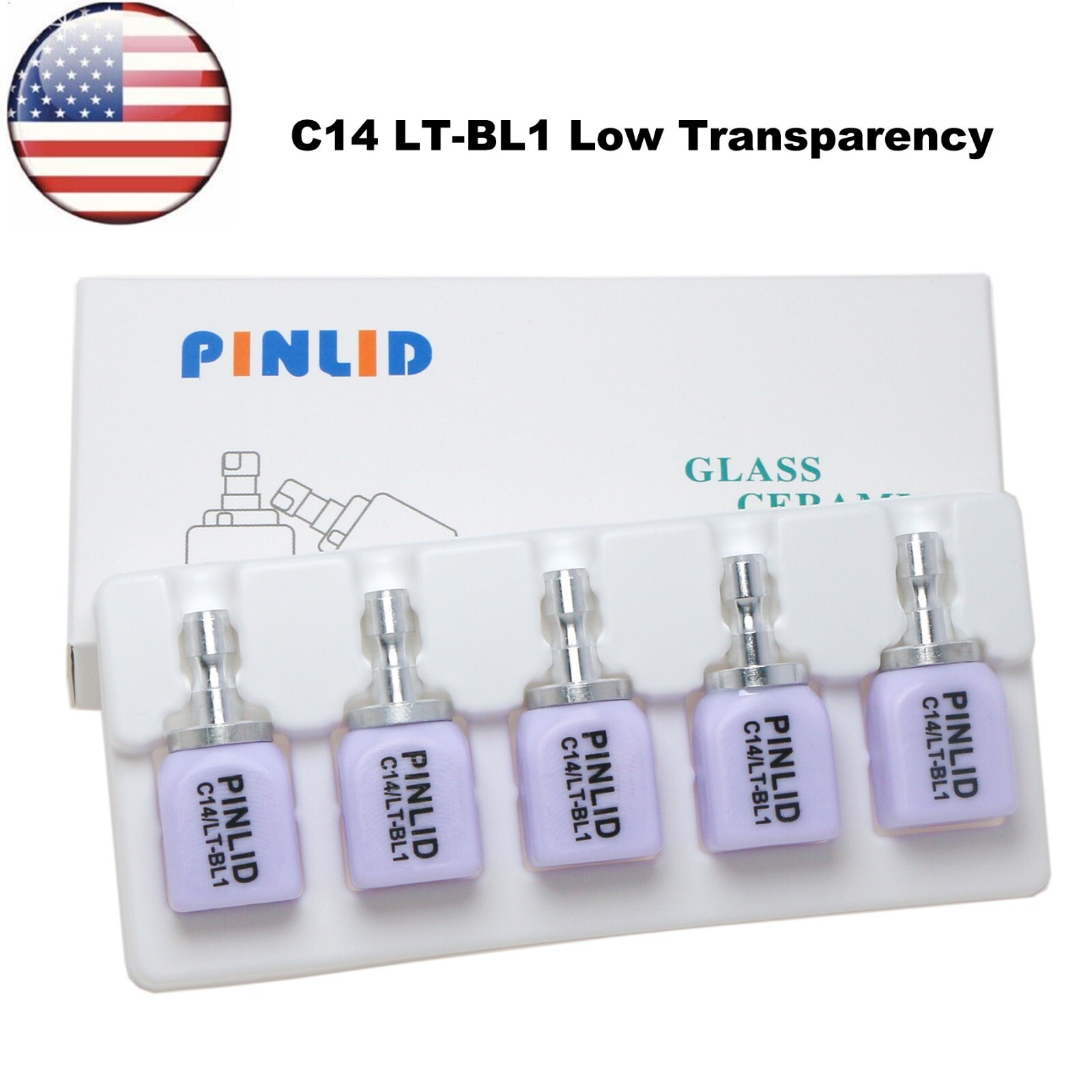 US 5Pcs Dental LT C14 Emax Glass Ceramic Lithium Dislicate Blocks CEREC CAD/CAM