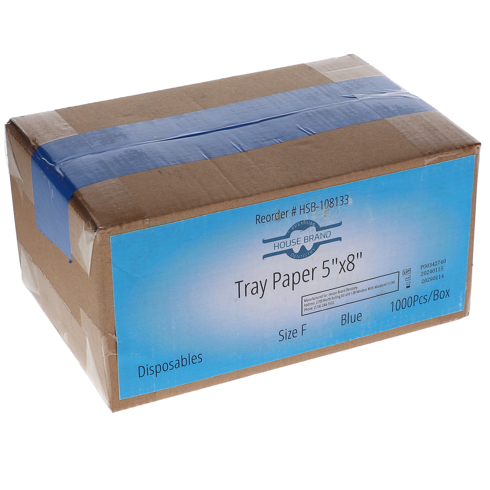 House Brand Dentistry 108133 HSB Dental Tray Paper Covers #F 5″X8″ Blue 1000/Pk