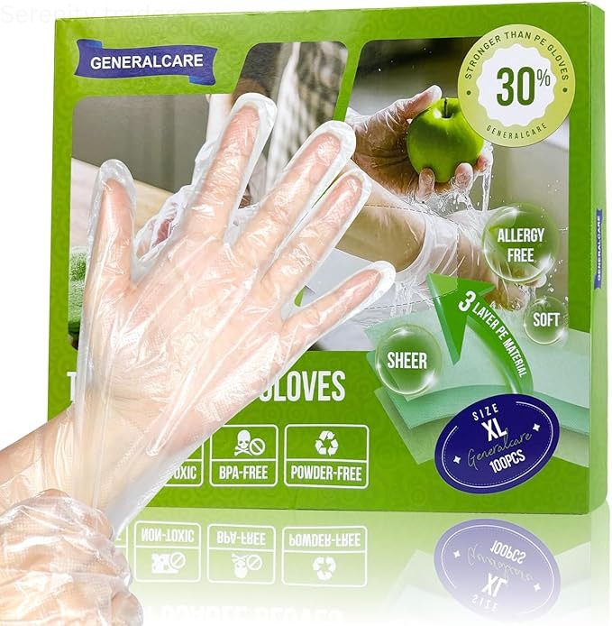 100 Pcs Disposable Gloves TPE Clear Food Safe Cooking Cleaning Latex Free Plasti