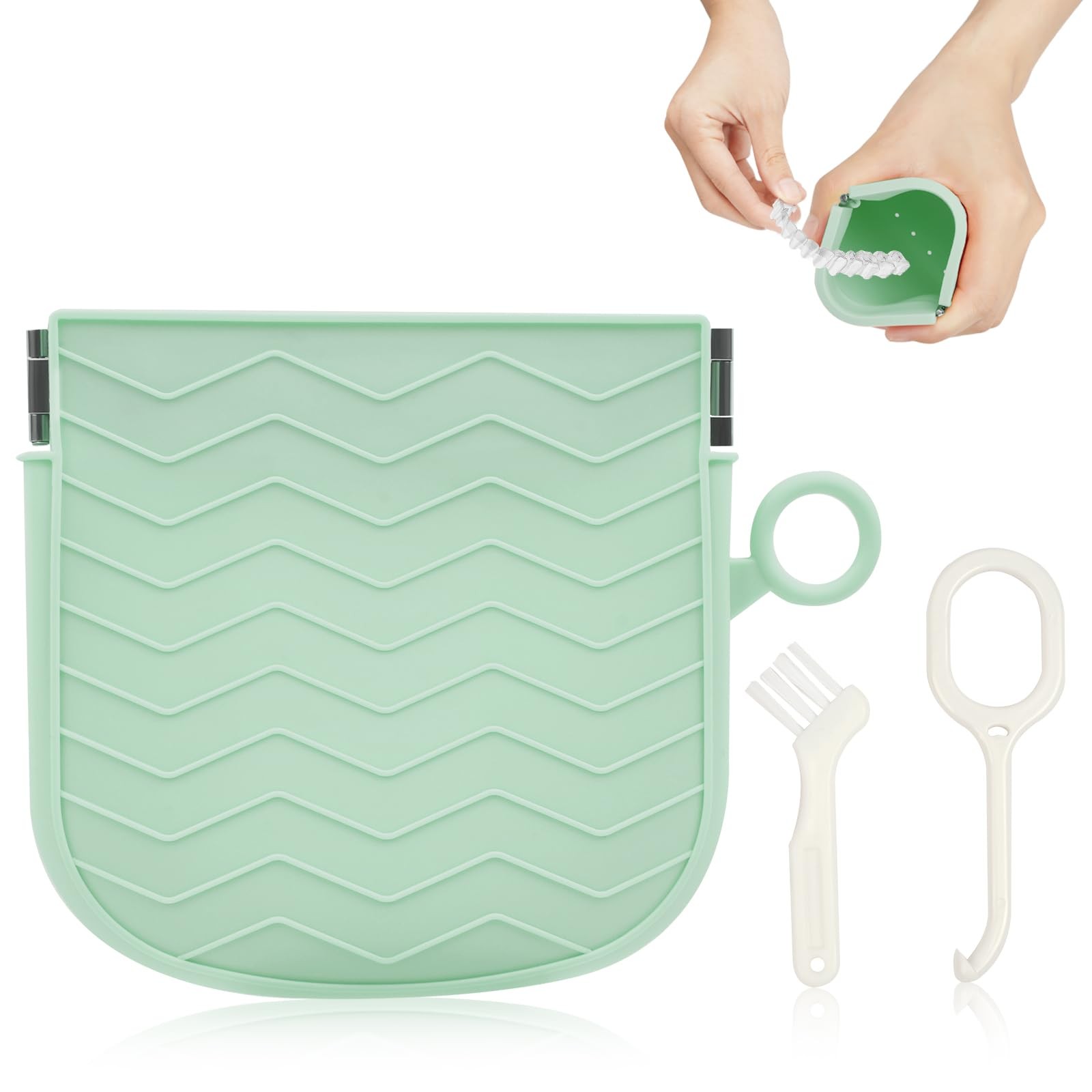 AOOWU Silicone Retainer Case with Hanging Ring Cute Holder Green