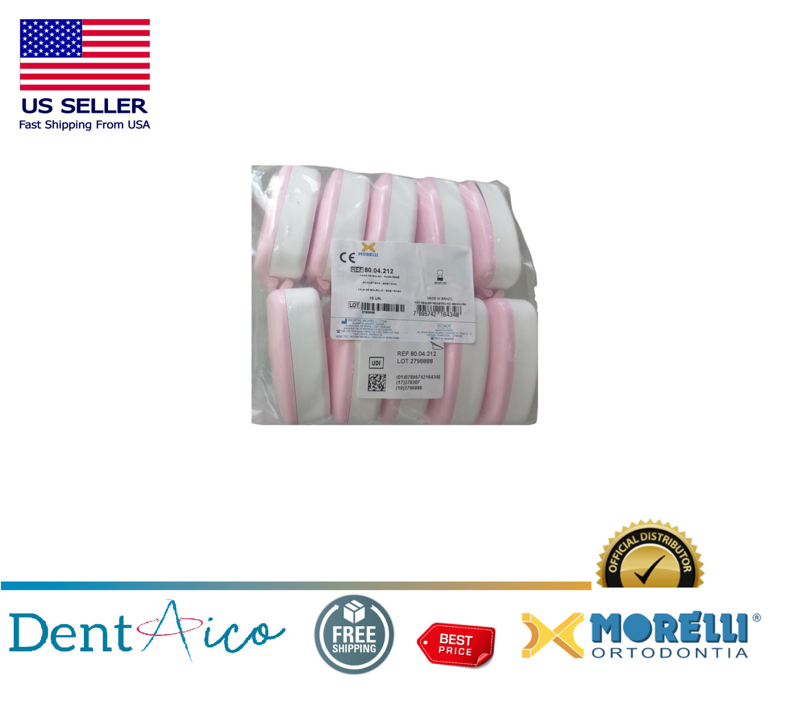 Dental Retainer Box Orthodontic 10 un Pocket Box Baby Pink Morelli Orthodontic