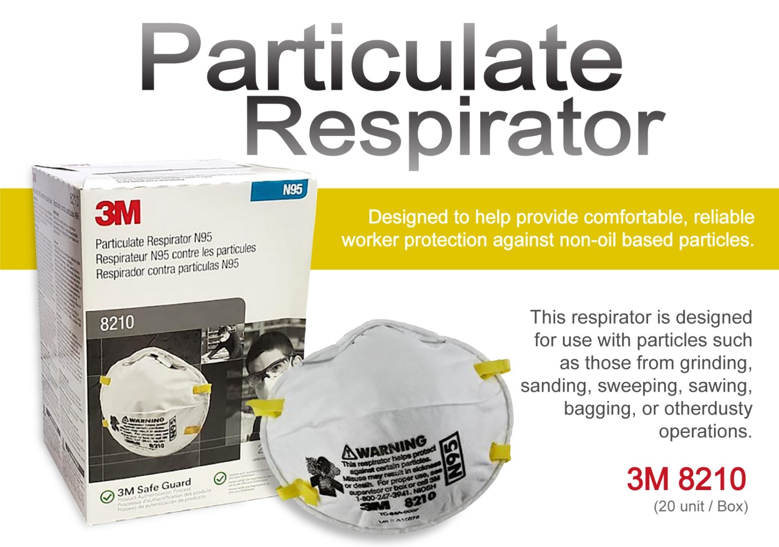 3M 8210 N95 Particulate Respirator Face Mask 20pcs Exp 12/2025 NEW!!!