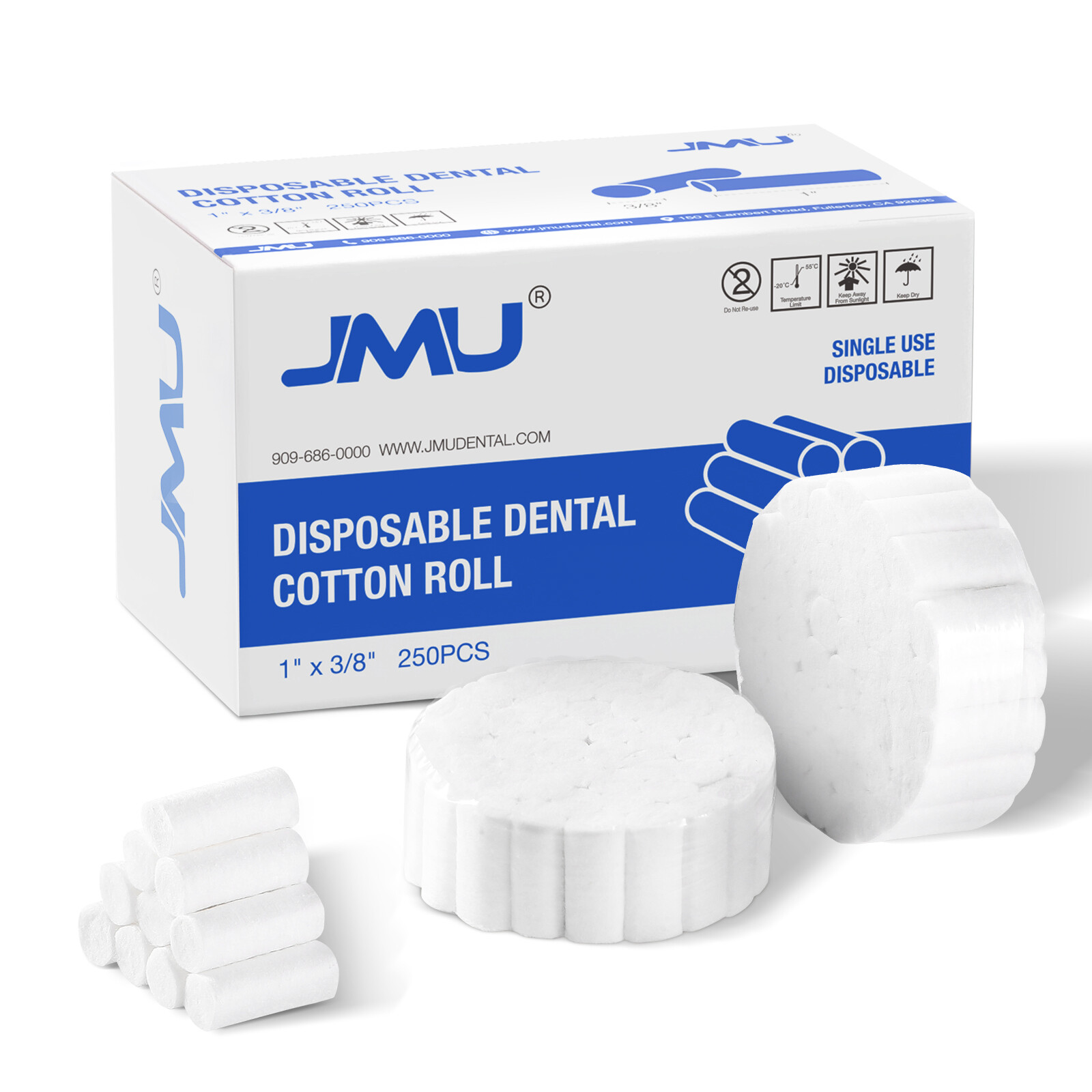 JMU Dental Disposable Cotton Rolls 1”/1.5” High Absorbent Mouth Cotton Rolls