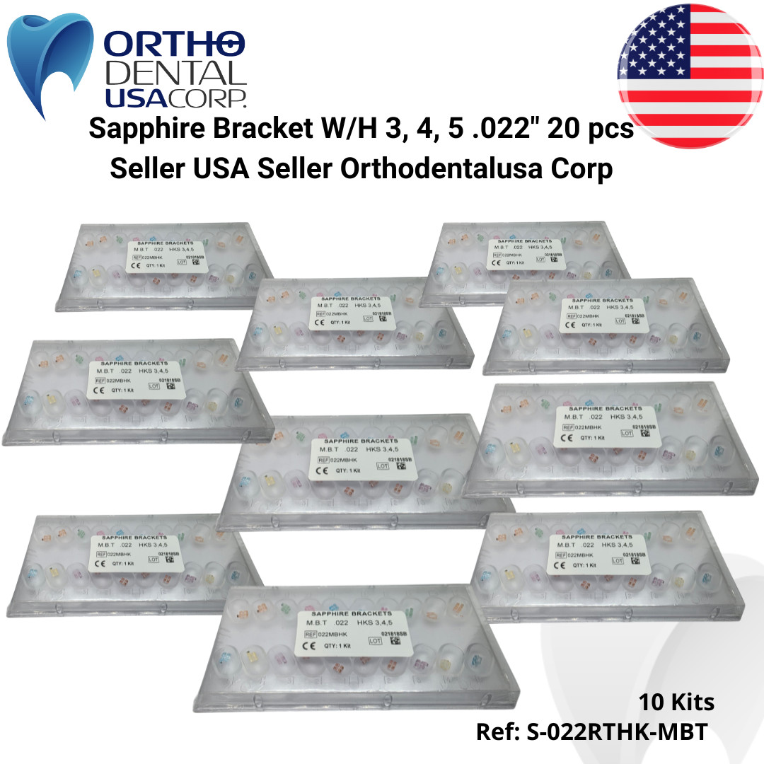 Sapphire Bracket W/H 3, 4, 5 .022″ 20 pcs Seller USA Seller Orthodentalusa Corp