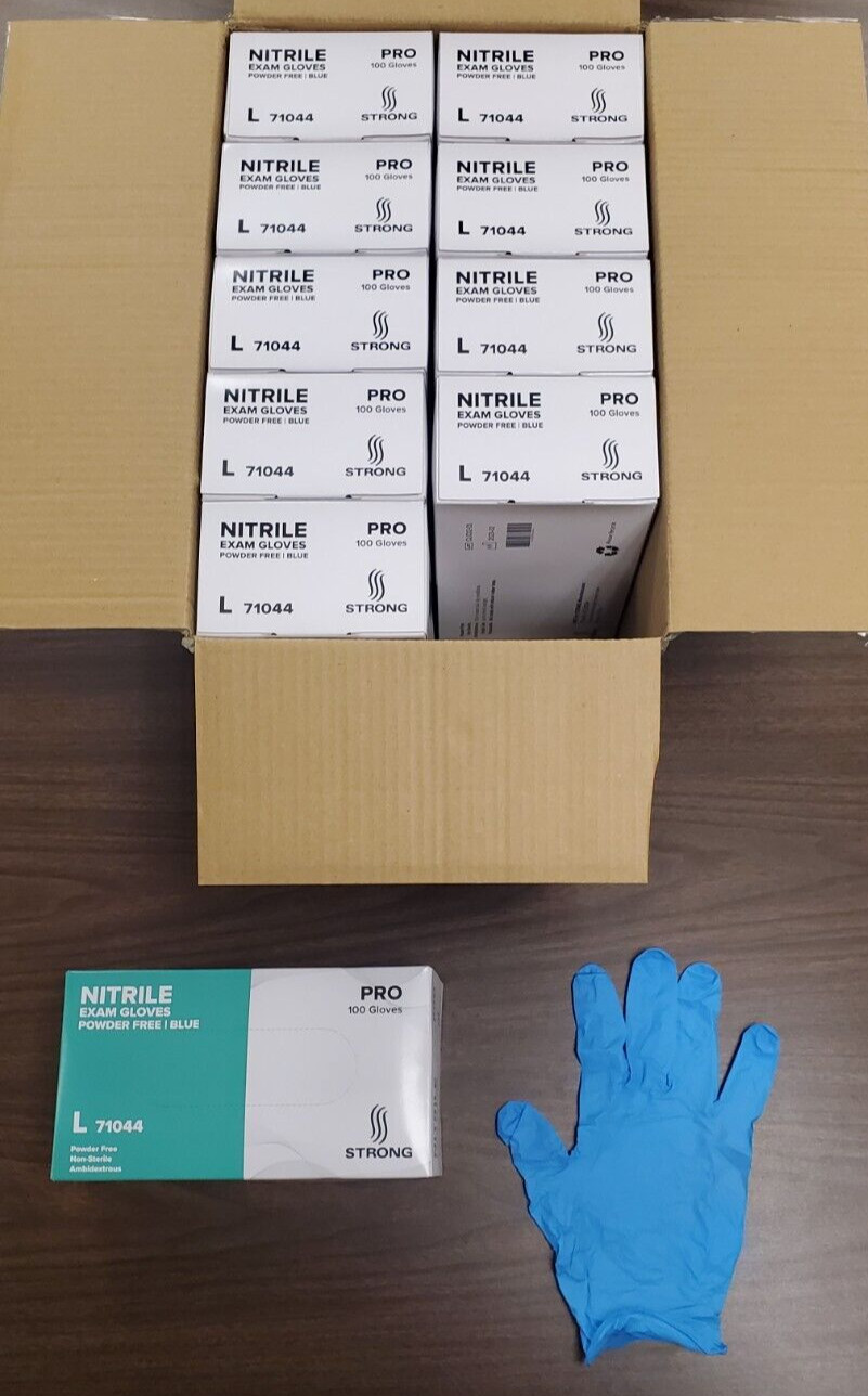 NITRILE GLOVE, POWDER FREE, FINGER TEXTURED, BLUE LARGE CS/1000