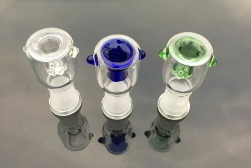 14mm Female Honeycomb Screen Glass Slide Bowl – Green Blue or Clear