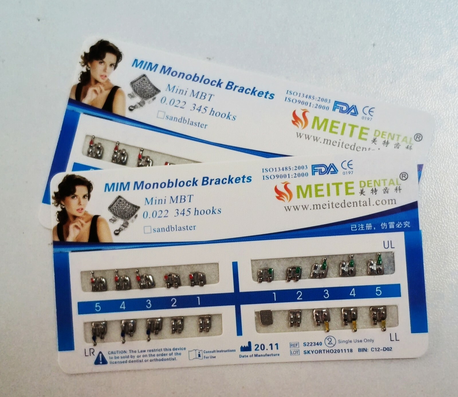 Dental Orthodontic Metal Bracket MIM Monoblock Mini MBT 022 345 Hooks Mesh Base