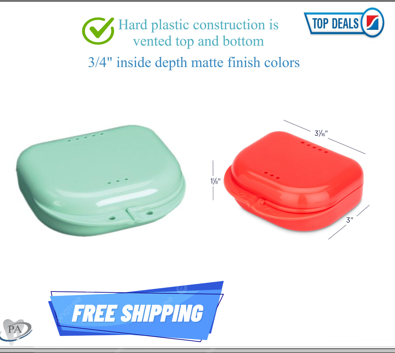 Dental Denture Box Retainer Box Carrier 4W x 2in x 2in Upto 200 Retainers/Case