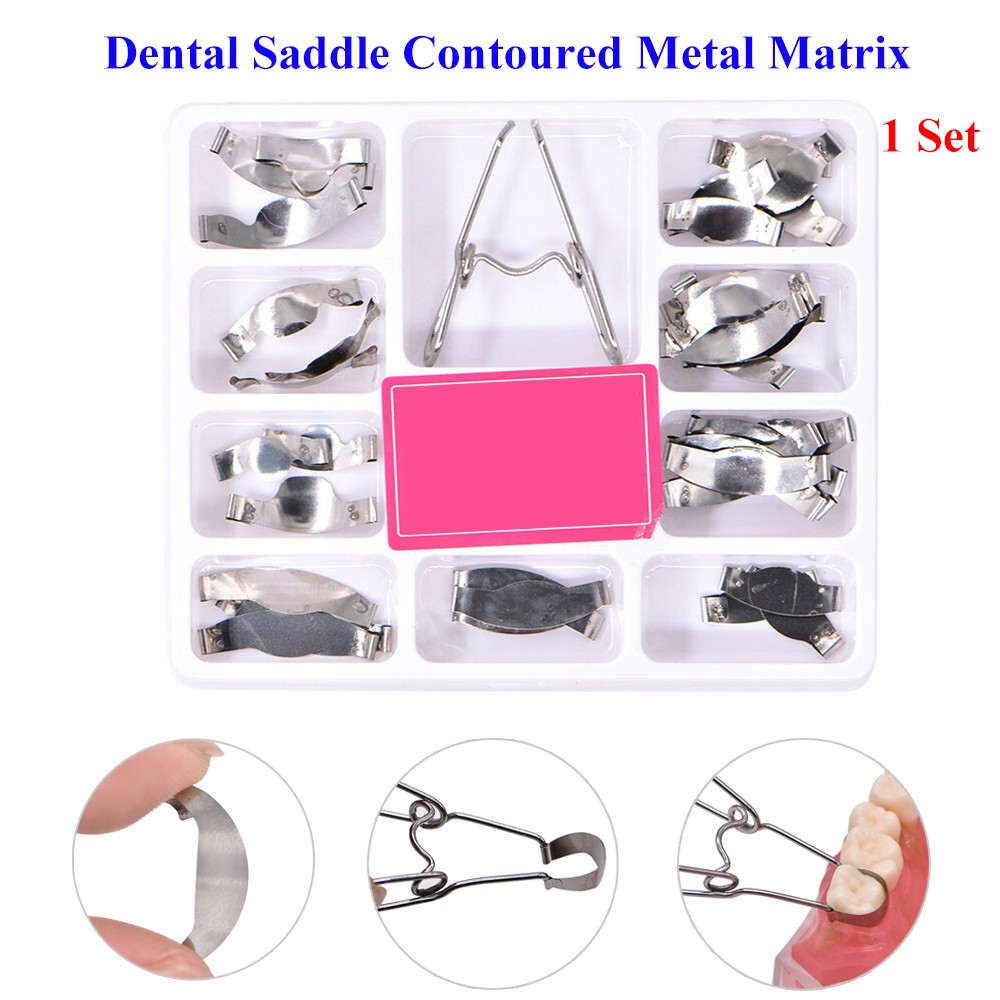 New Dental Saddle Contoured Metal Matrices Matrix 36pcs/1 set with Springclip