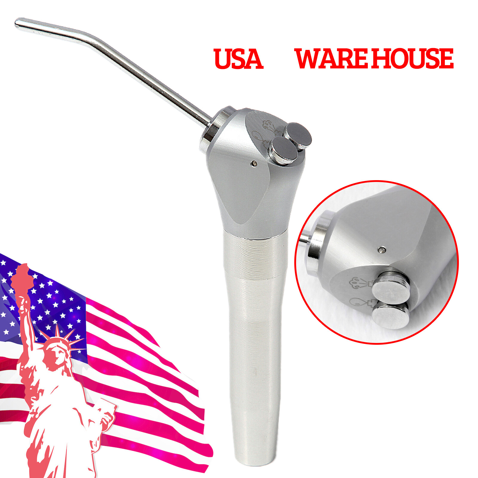 1-5Pcs Dental 3 Way Air Water Spray Triple Syringe Handpiece w/ 2 Nozzles Tips