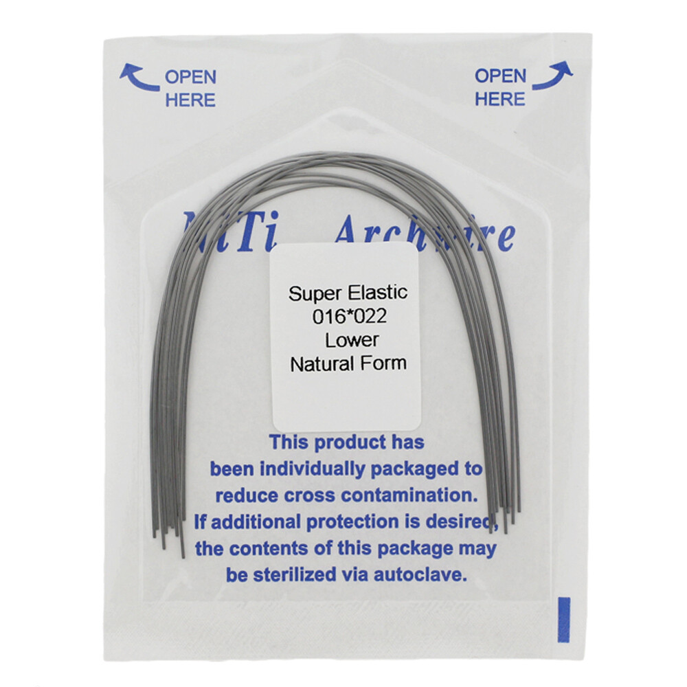 alambre de ortodoncia NiTi 014 16×22 Stainless Steel Round Rectangular Natural