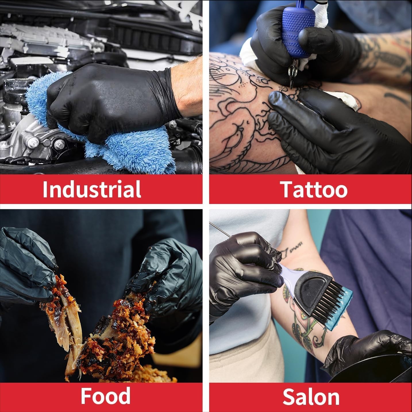 Black Industrial Disposable Nitrile Gloves 4 & 5 Mil Latex & Powder Free