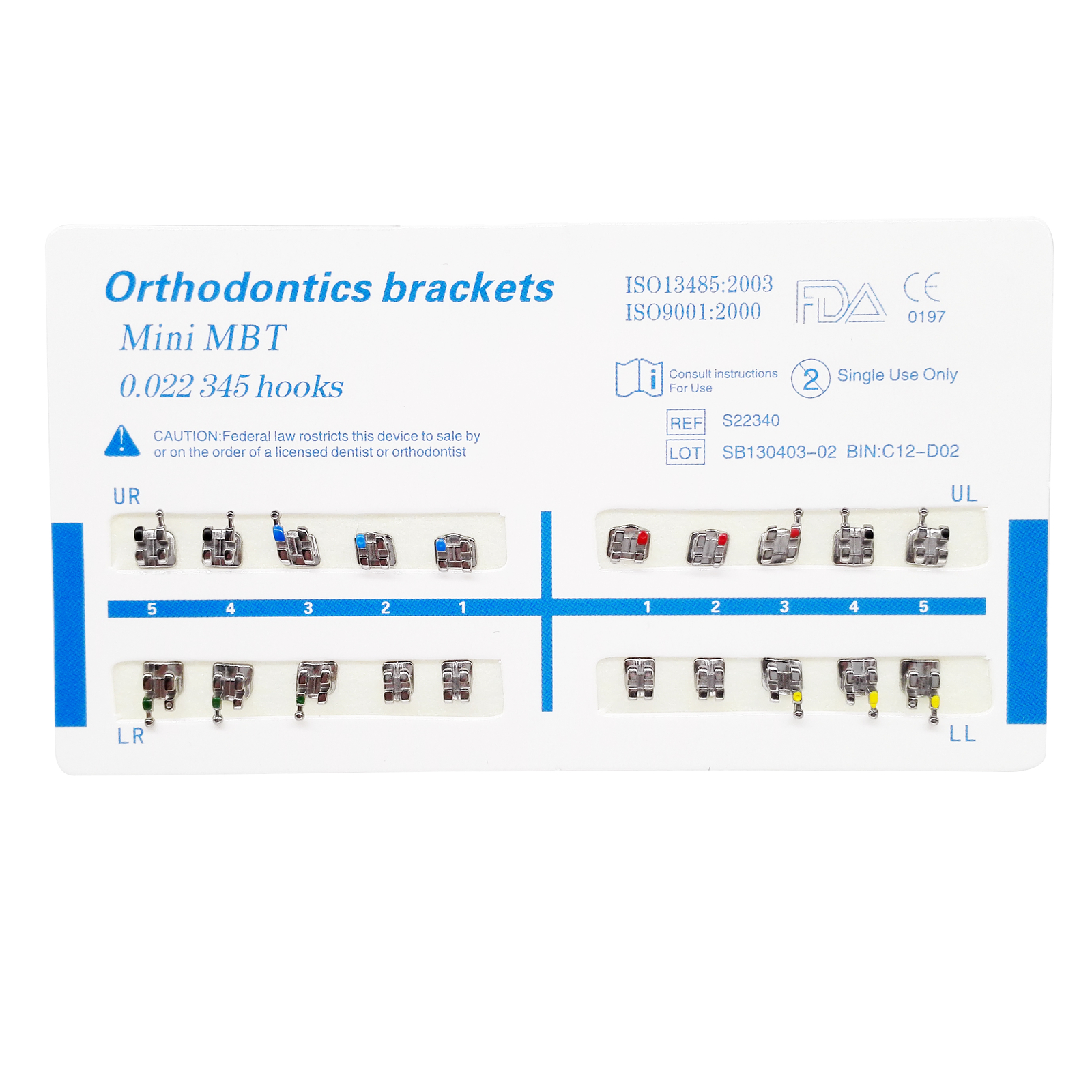 Dental Orthodontic Brackets Brace Mini Standard Edgewise Roth MBT 018 022 ALL