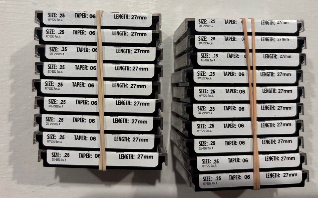 Kerr Dental Twisted Files #25 .06 taper 27mm . 19 packs-57 files total. NIB.