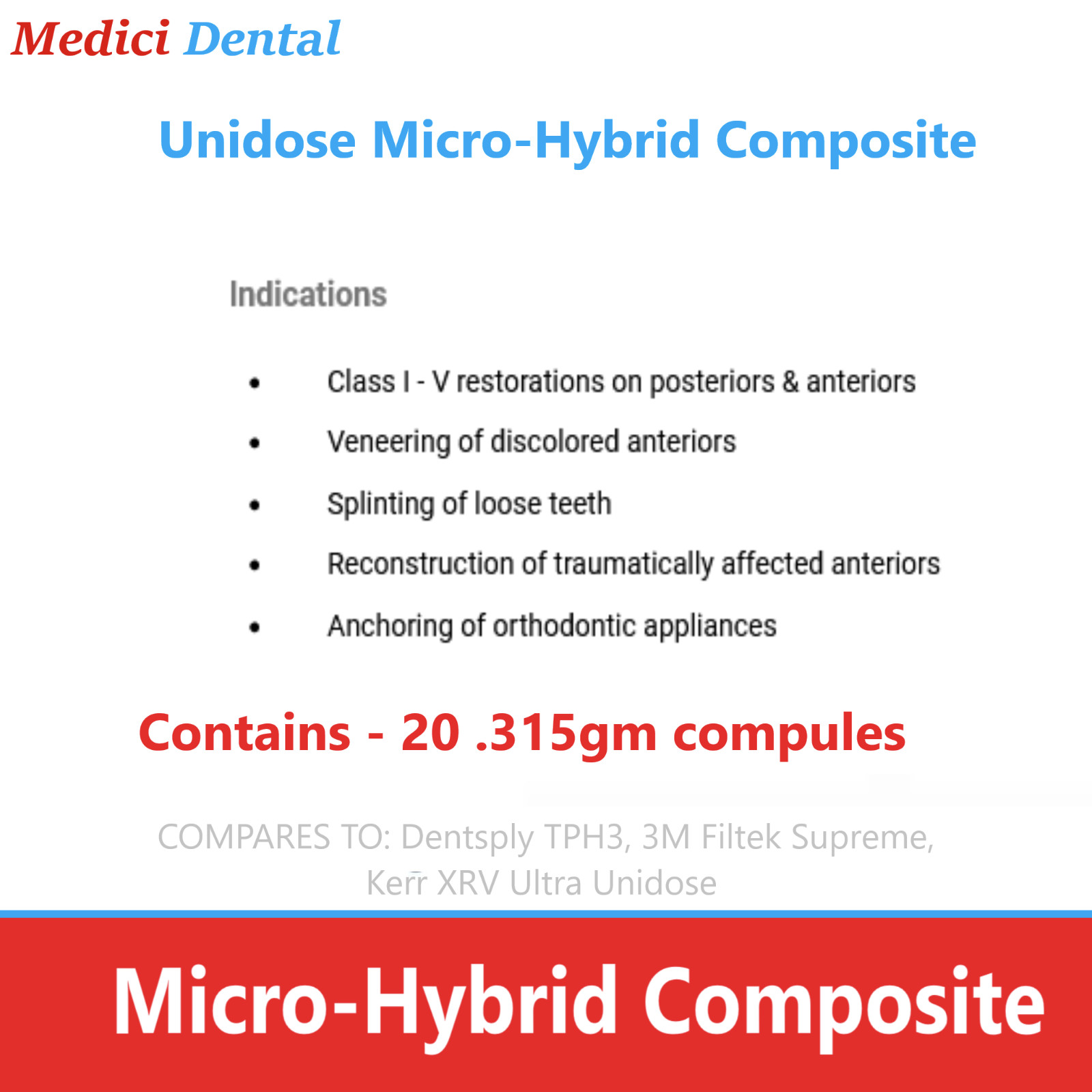 Silmet ProFil Dental Micro Hybrid Composite Compules Unidose All Shades Box/20