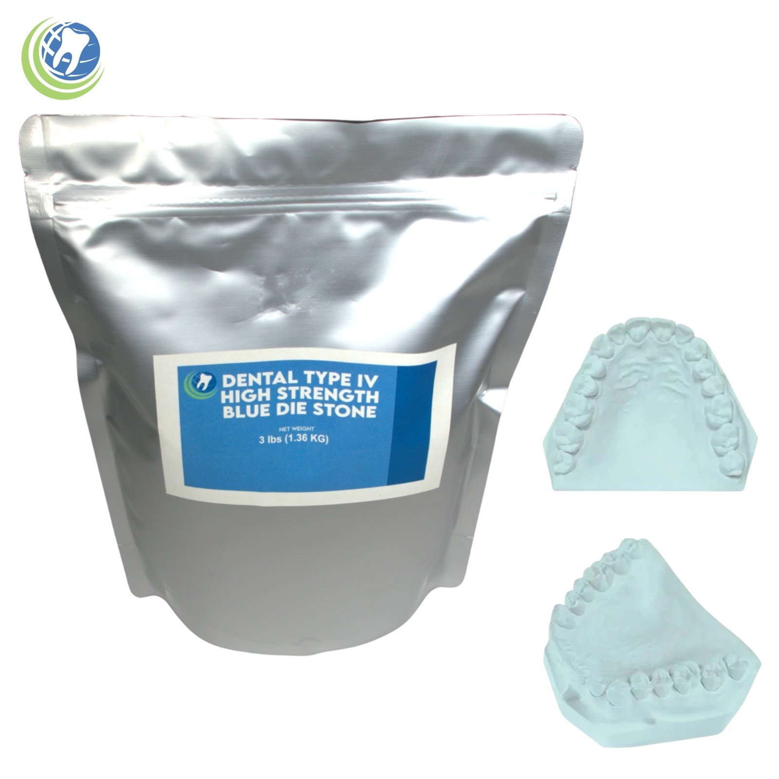 DENTAL GYPSUM DIE STONE TYPE IV BLUE HIGH STRENGTH COMPOUND LOW EXPANSION 3 Lbs