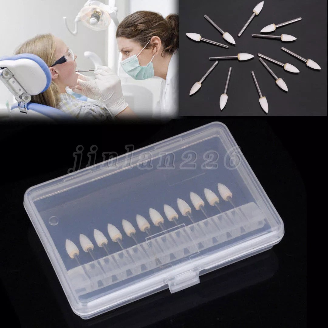 Dental White Polishing Stones – Flame FL2 FG – Arkansas Stone – Meta – 12 pieces