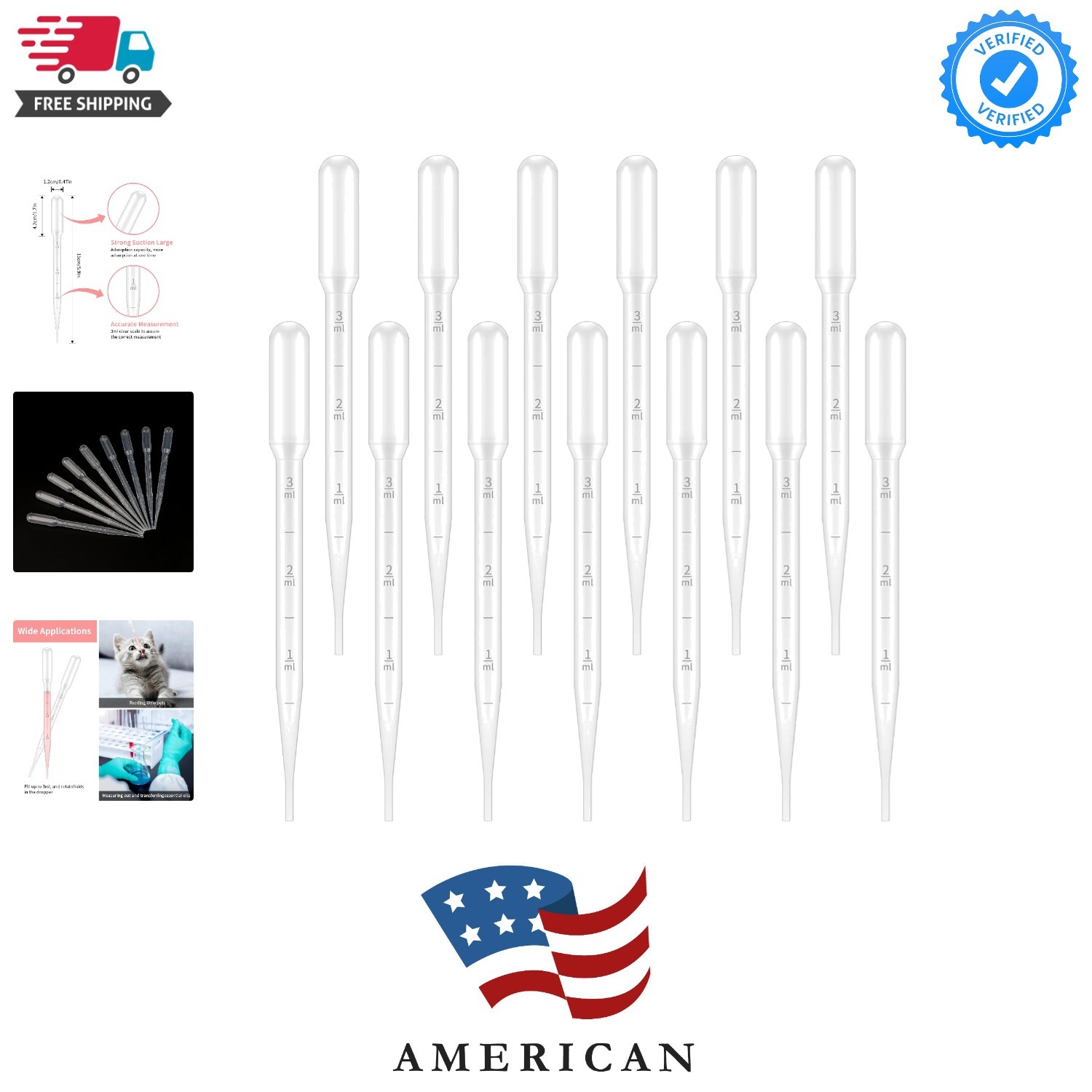 100PCS 3ml Disposable Plastic Pipettes, Essential Oils Graduated Transfer Pip…