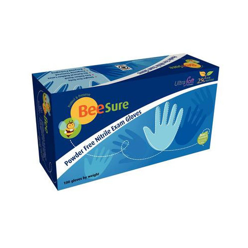 Cranberry 1115 BeeSure Light Blue Nitrile Examination Gloves PF Extra Small 10Bx