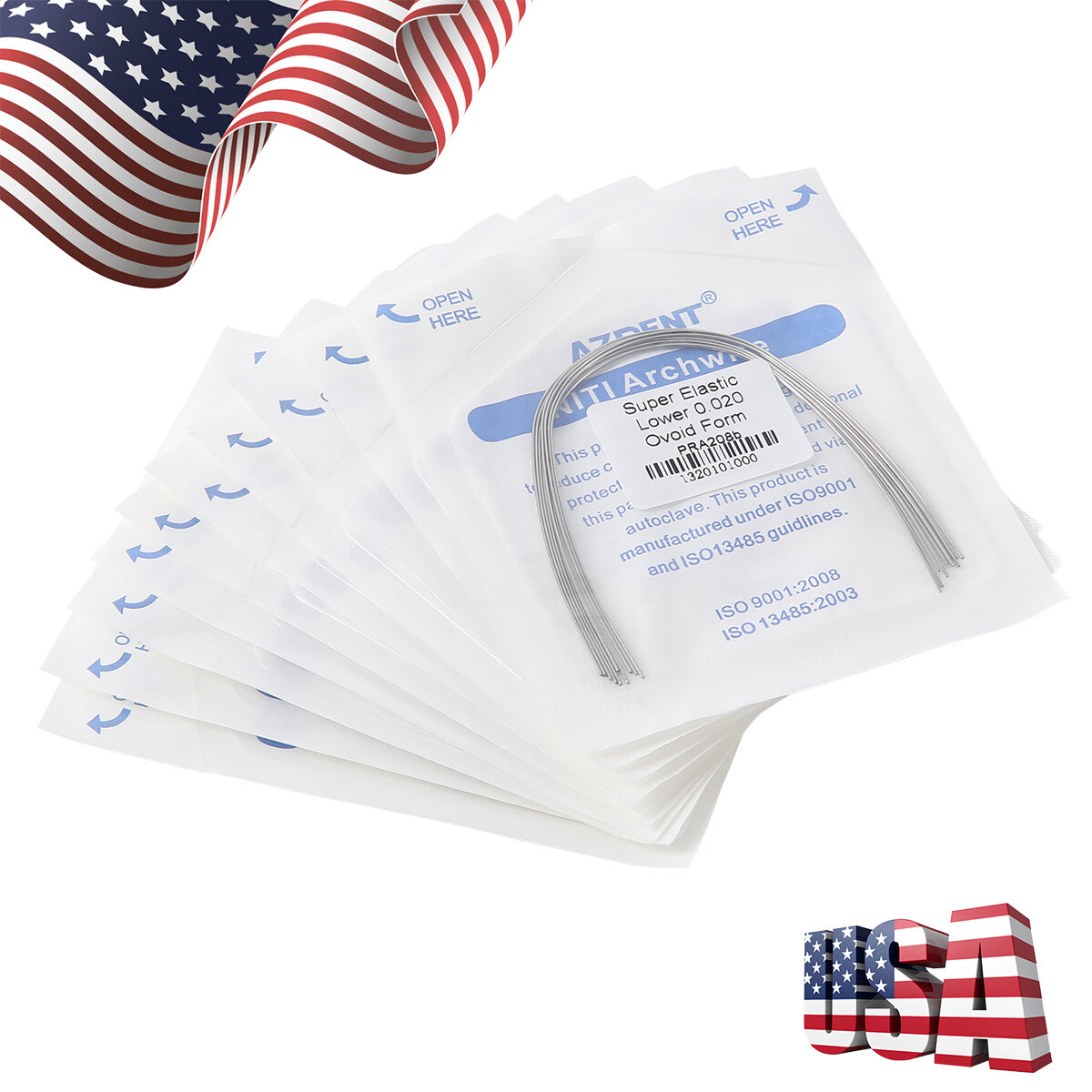 10 XDental Ortho Super Elastic Niti Arch Wires Round Ovoid Form/ Dental Brackets