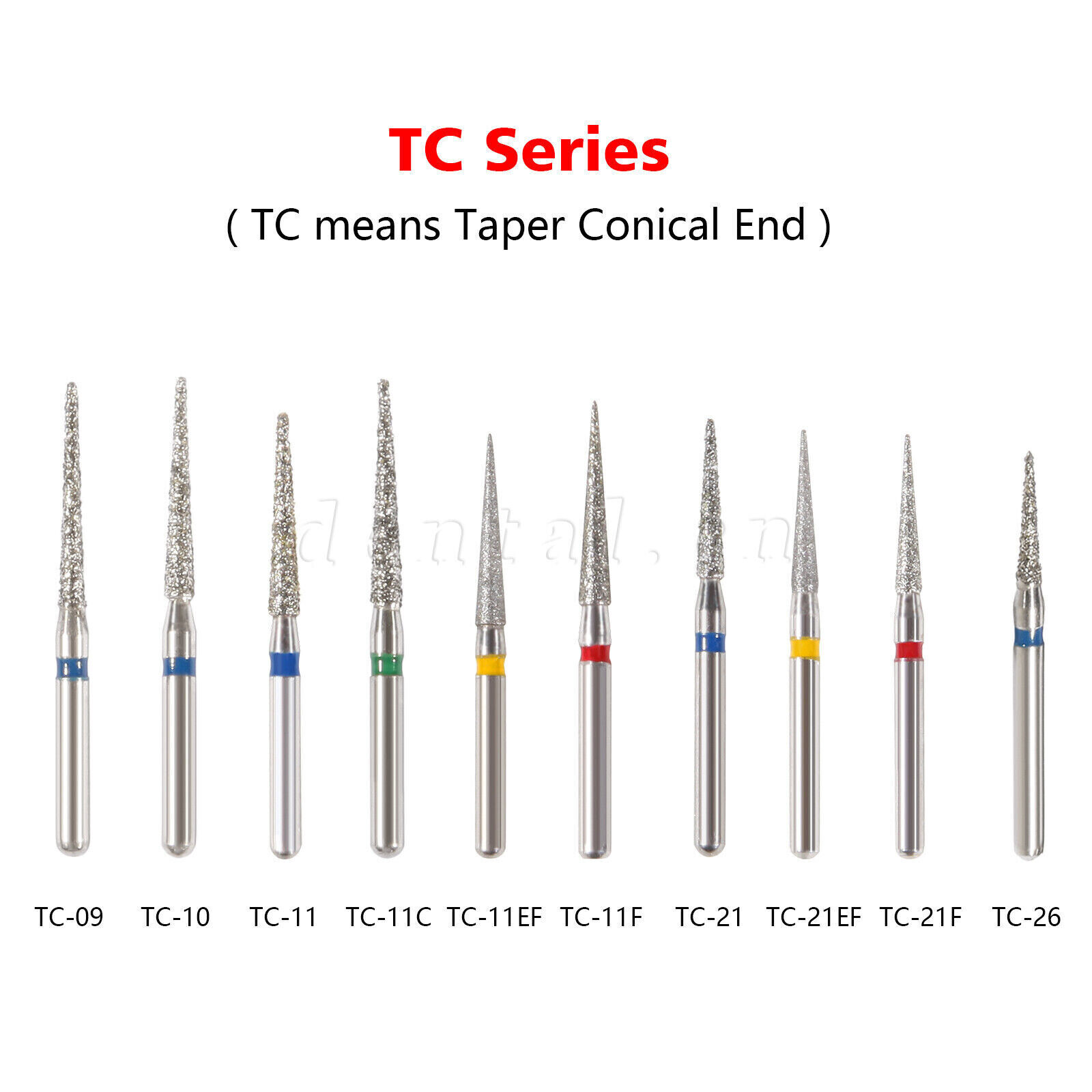 50 pcs Dental Turbine Diamond Burs For High Speed Handpiece Friction Grip Burs