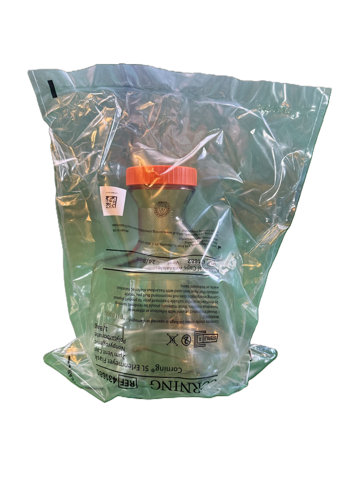 CORNING 5L Polycarbonate Erlenmeyer Flask with Vent 431685 (4/Case)
