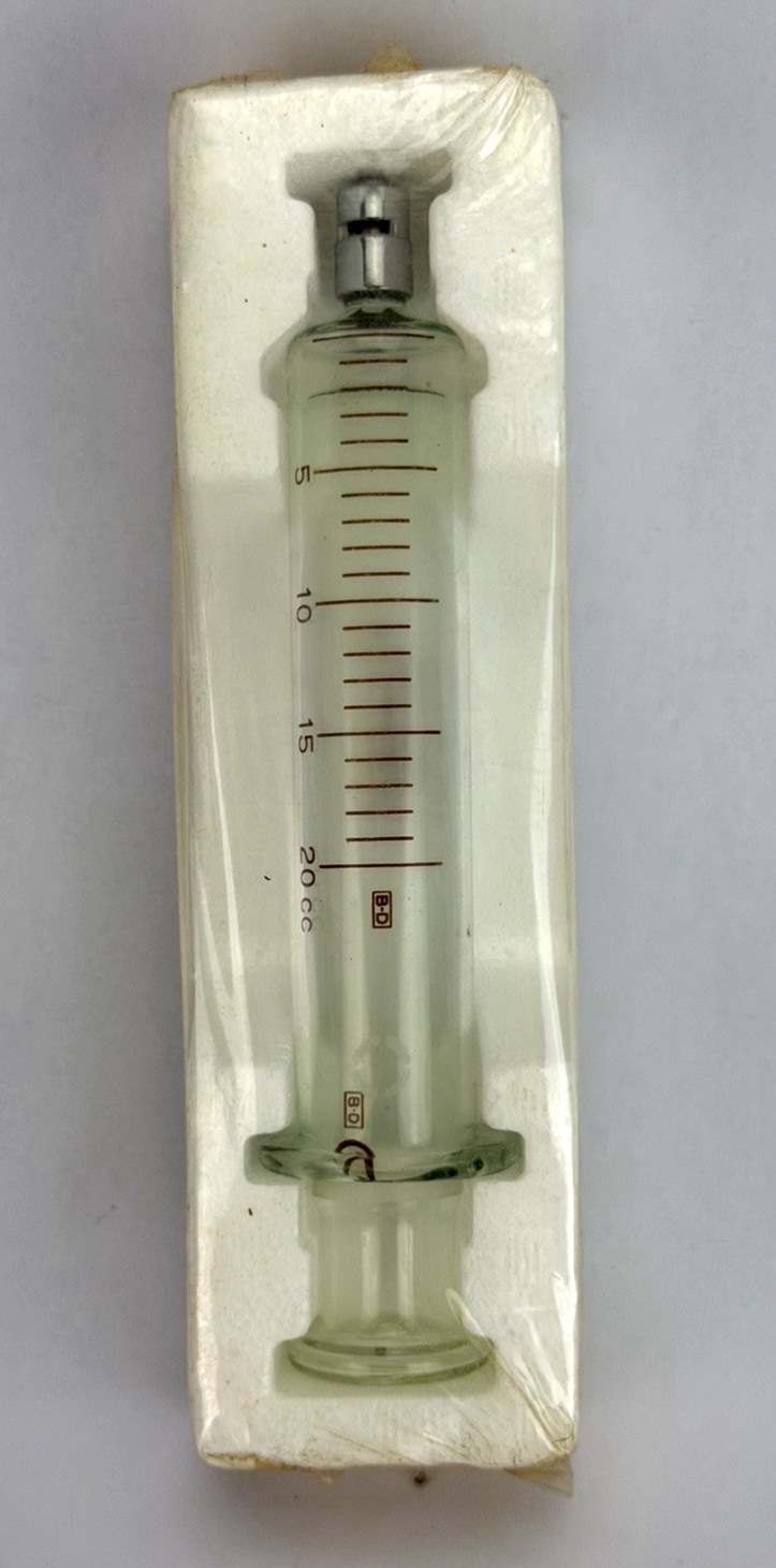 NOS BD Multifit 20cc Reusable Glass Syringe w/ Metal Luer-Lock Tip