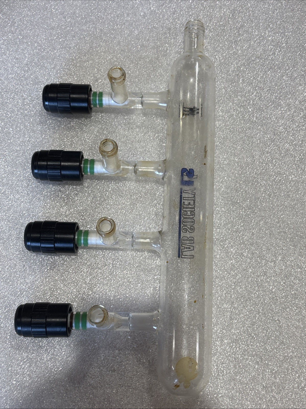 Lab Society Glass Valve PTFE Manifold 4-way GL-14 & GL-18 Laboratory Chemglass