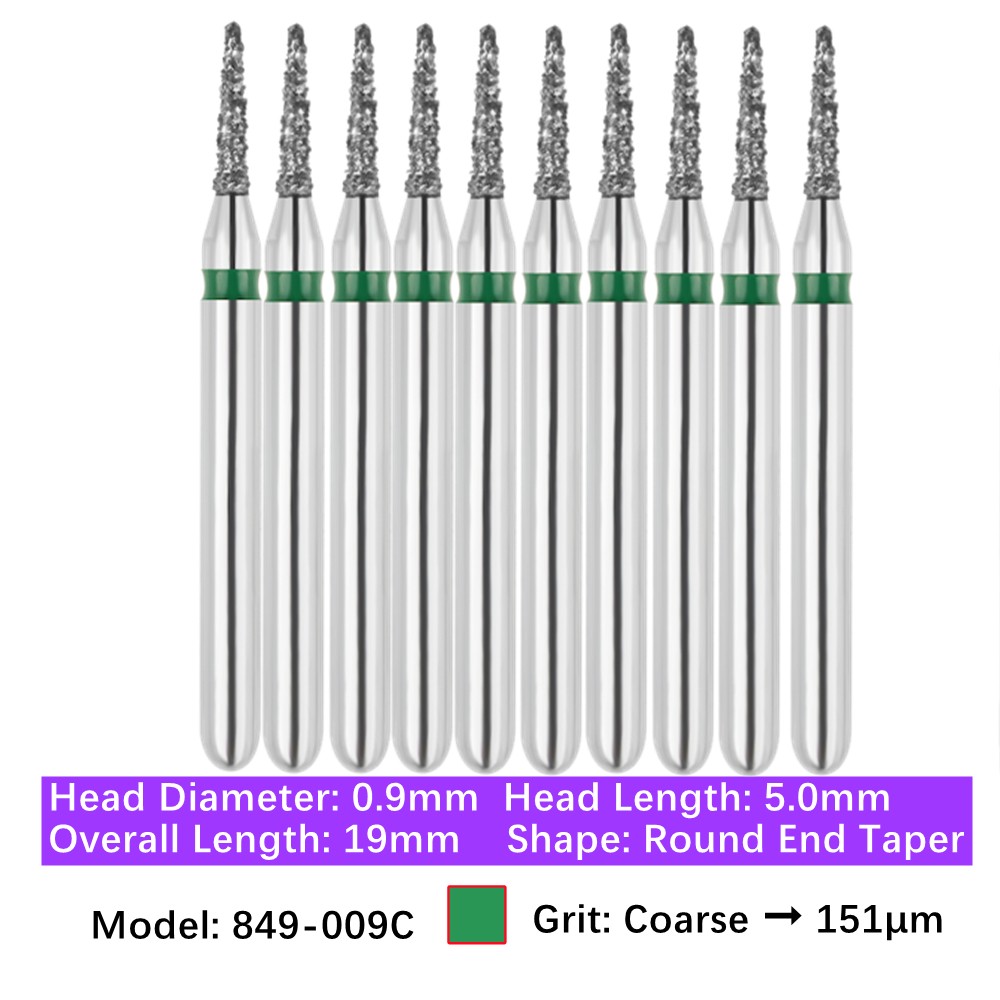 Vakker Dental Round End Taper FG Diamond Bur 849-009C Coarse 10/pk