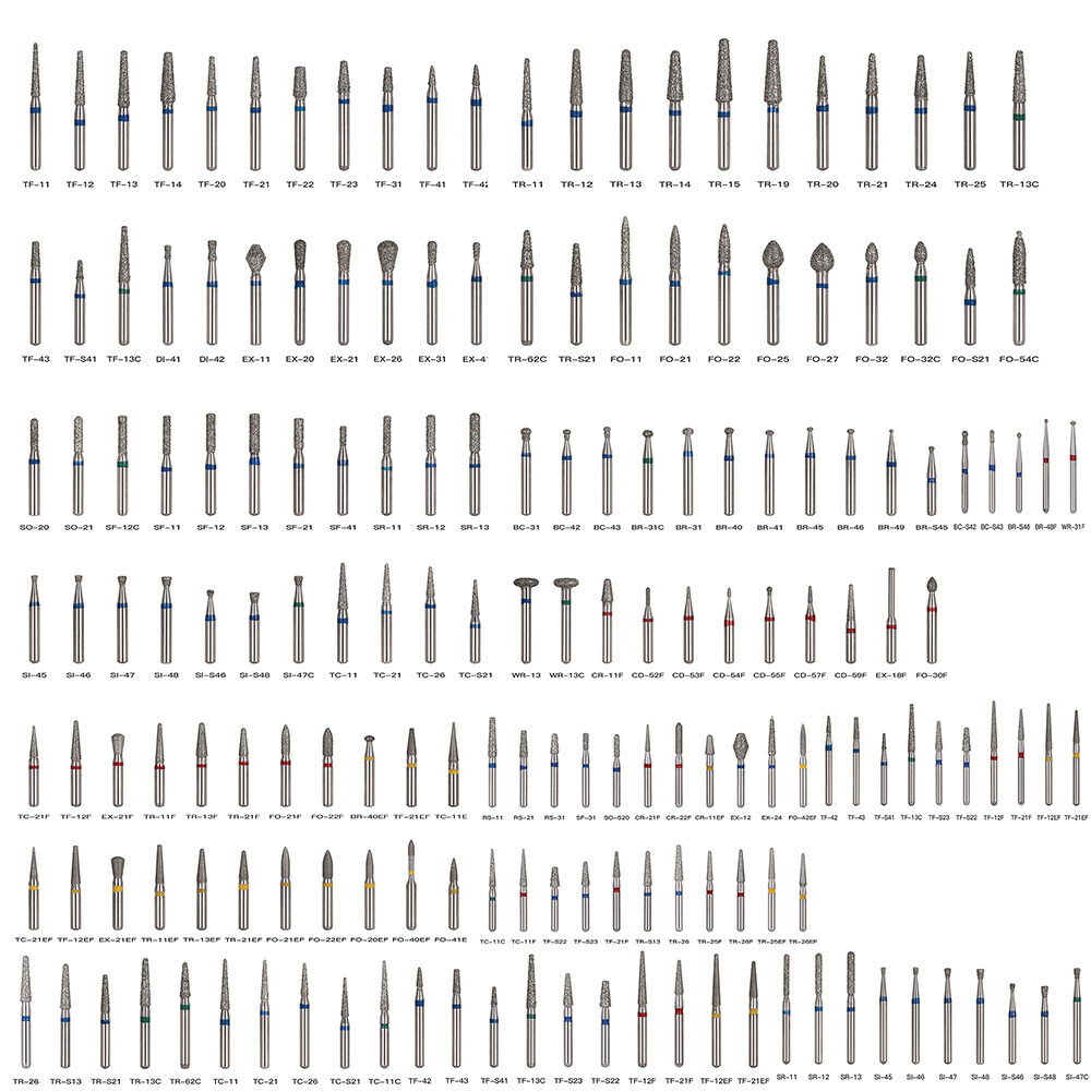 100 Models AZDENT Dental Diamond FG Burs for High Speed Handpiece Friction Grip