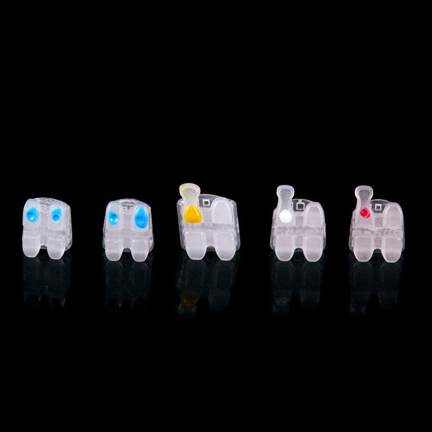 US 10 Pack Dental Ceramic Orthodontic Bracket Brace Roth 022 345 Hooks Mesh Base