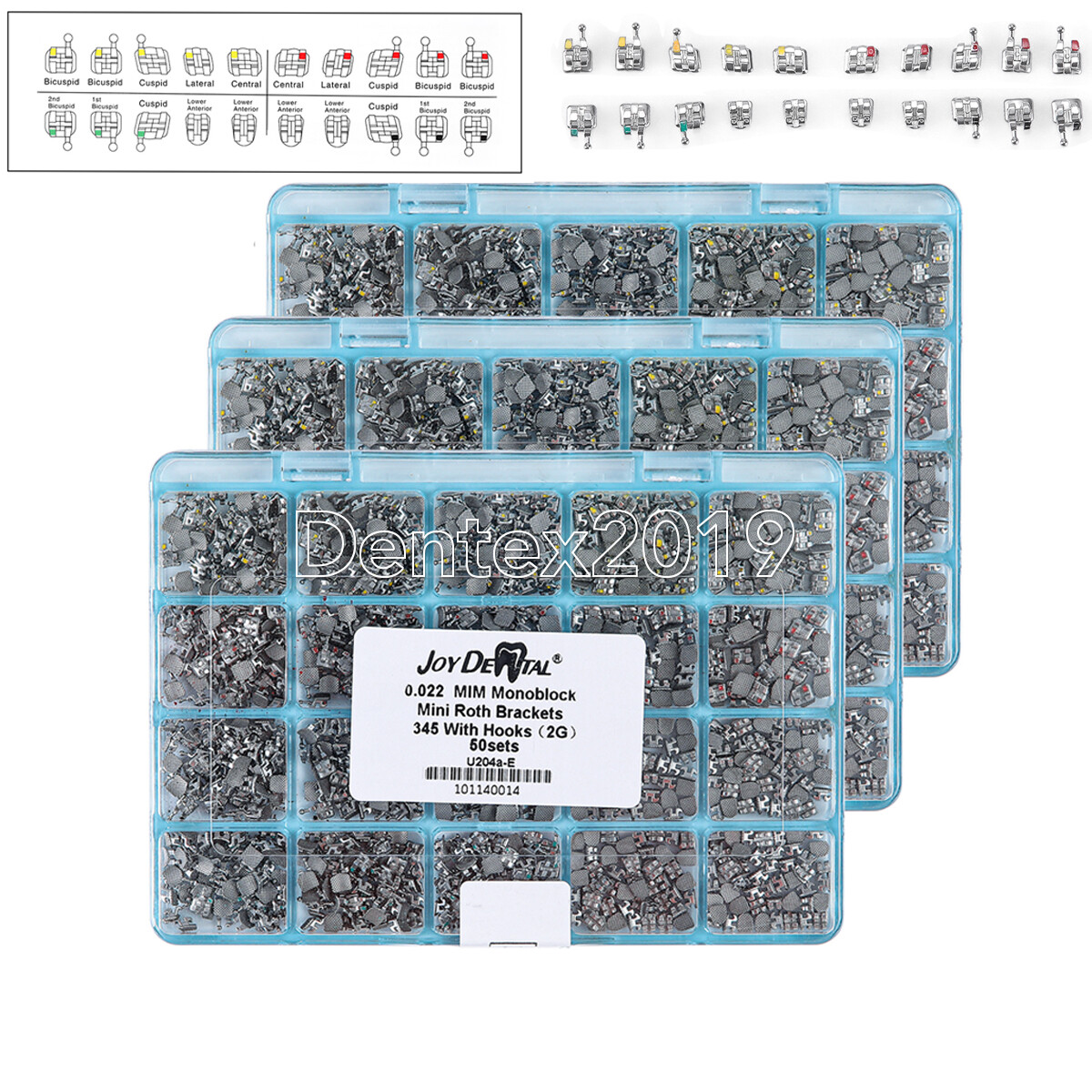 Dental Orthodontic MIM Monoblock Brackets Braces Mini Roth MBT 018 022 Hooks 345