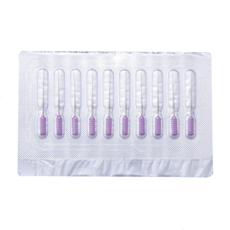 10 Pcs/Pack Dental Endo Barbed Broache 21/25mm Stainless Steel Root Canal 20-60#