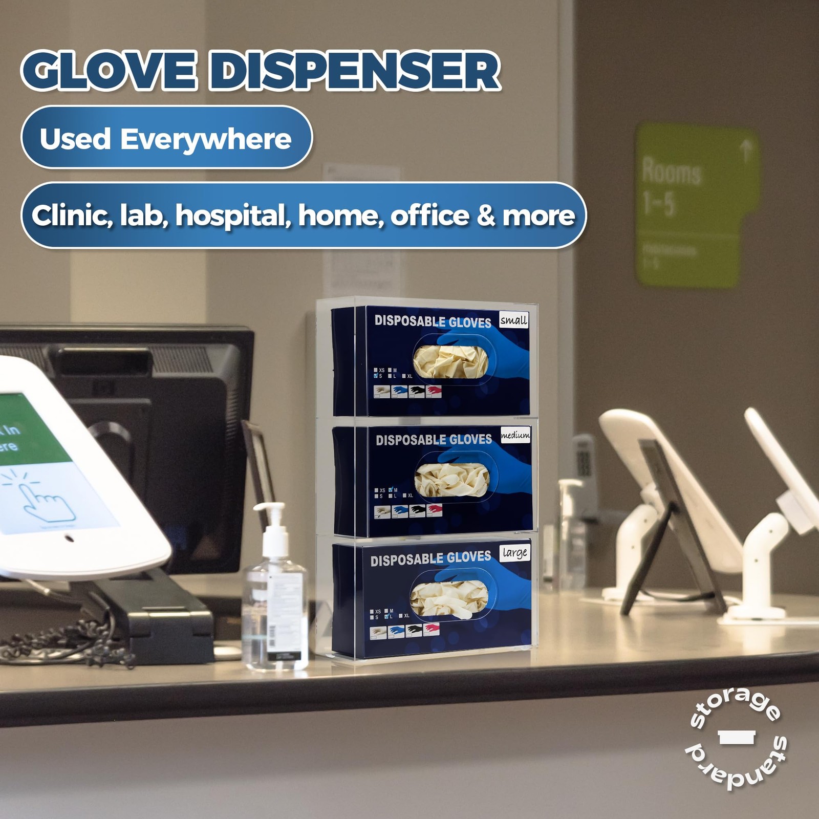 Wall Mount Glove Holder – Triple Dispenser for Medical & Kitchen Gloves